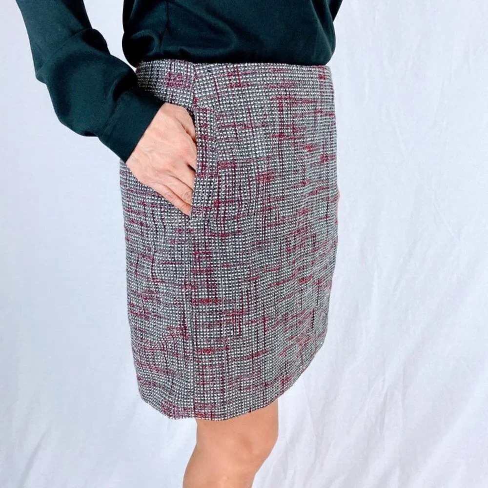 Banana Republic Black Red Tweed Mini Skirt
